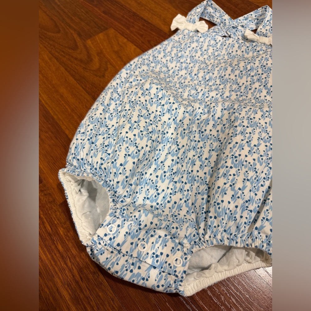 Dondolo Baby Girls Blue Bonnet Bubble Size 24 Months Bows Floral - Picture 2 of 6